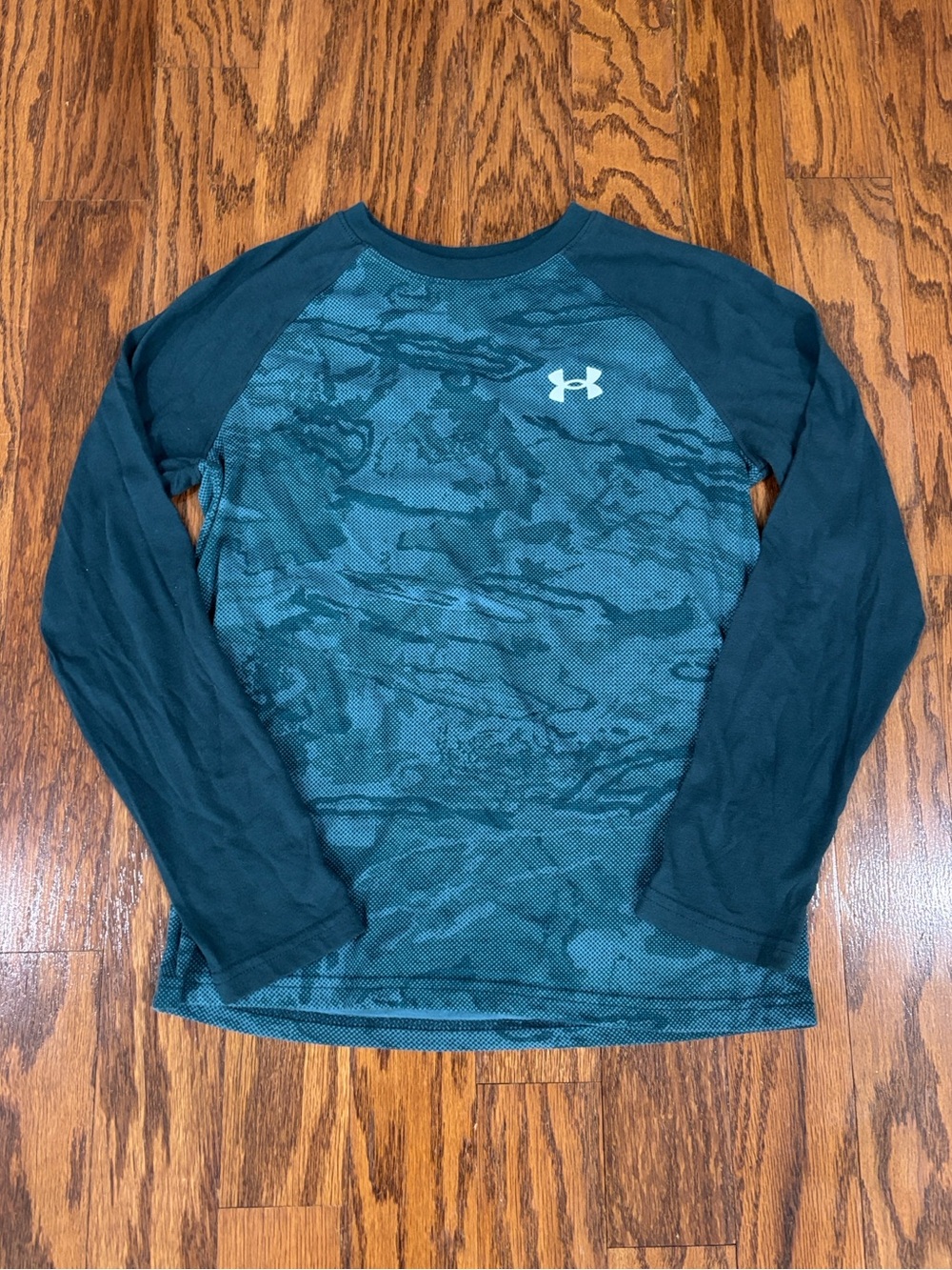 Under Armour, Boys, Long Sleeve Teal Camo Shirt, YM